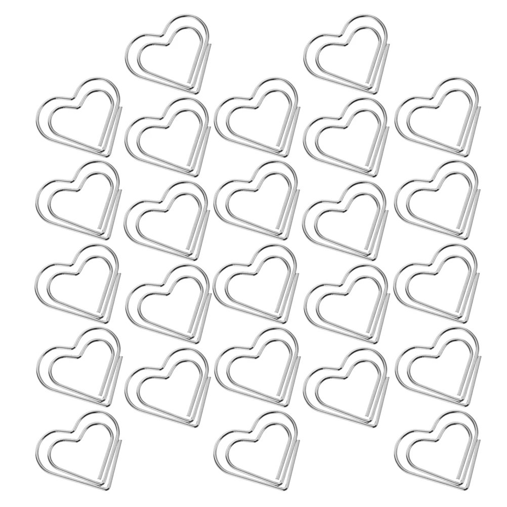 

50Pcs Heart Modeling Metal Paper Clips Novelty Bookmark Paperclips Office Supply Document Clips Page Holder Elegant Minimalist