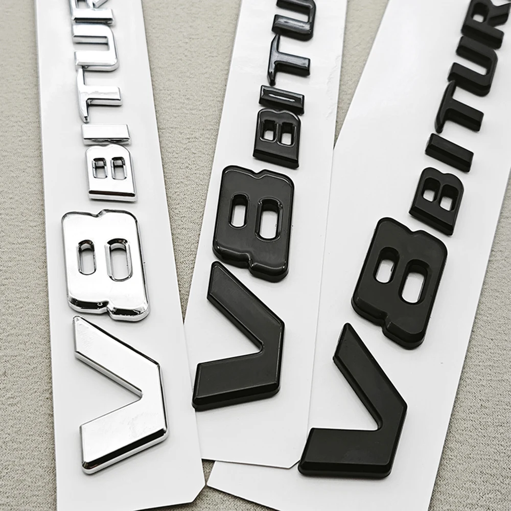 3D ABS Chrome Logo V8 BITURBO Emblem Car Fender Side Badge Decal For Mercedes Benz AMG C63S C63 E63 G63 G500 Sticker Accessories - view 3