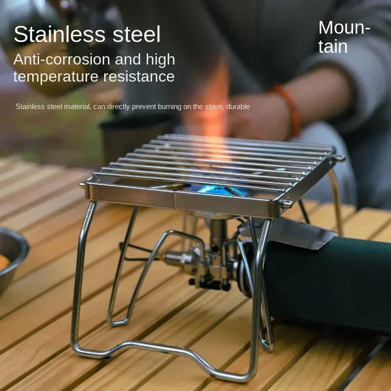 Outdoor Stainless Steel Stove Holder Camping Portable Folding Mini Barbecue Rack Pot Holder Baking Tray Holder Baking Tray Suppo