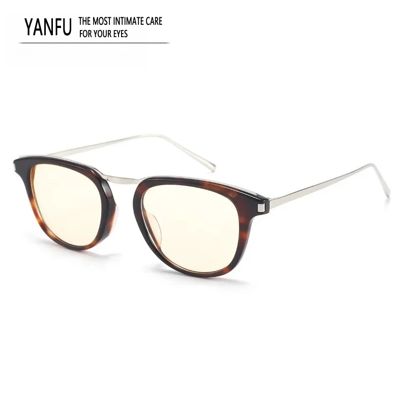 

2026 ацетатная оправа для очков в виде черепахи, мужская модная маленькая оправа для очков, мужская художественная женская оправа для чтения по рецепту, близорукость 142 мм