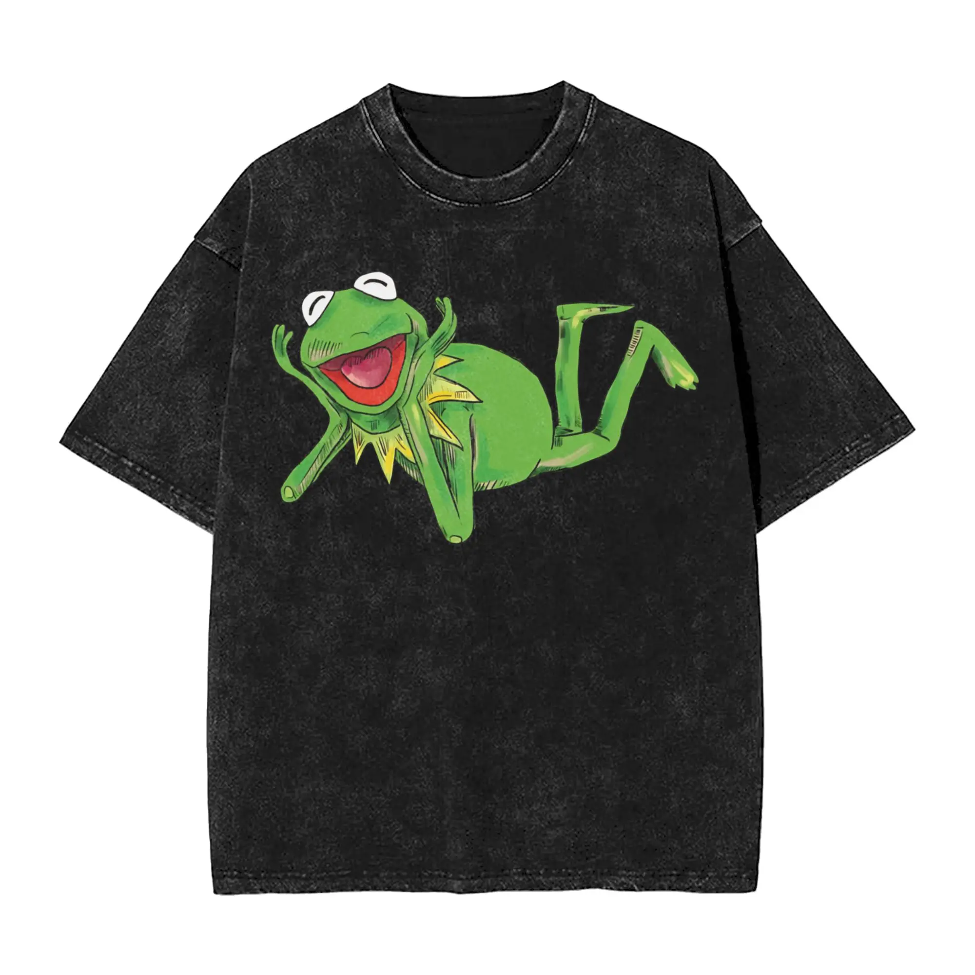 Graphic Printed Kermits the Frog Washed T Shirts Accessories Harajuku T-Shirts  Men Women Tees