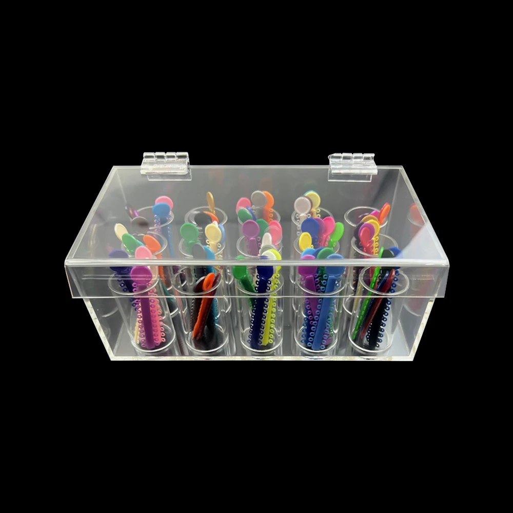 Dental Acrylic Box Orthodontic Ligature Ties Storage Case Elastic Rubber Bands Organizer Dispenser Holder Dentistry Materials