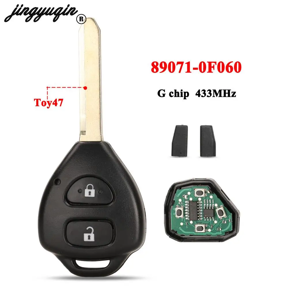 Jingyuqin zamiennik 89071-0F060 zdalny kluczyk samochodowy 433MHZ G Chip do Toyota verso TOY47 Blade 2 przyciski brelok