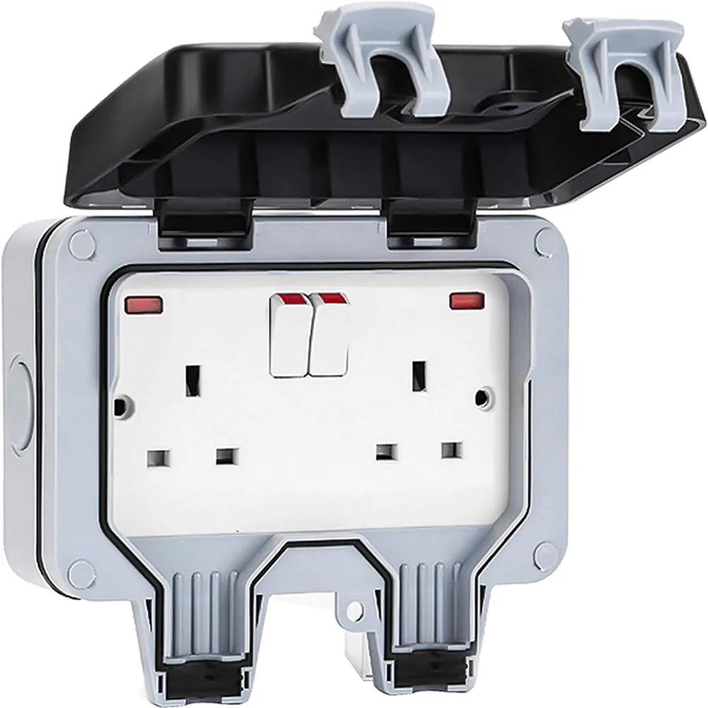 IP66 Wall Electrical Outlets and Wall UK Plug Socket Box for UK, Ireland, Malaysia, Singapore, Maldives, Hong Kong