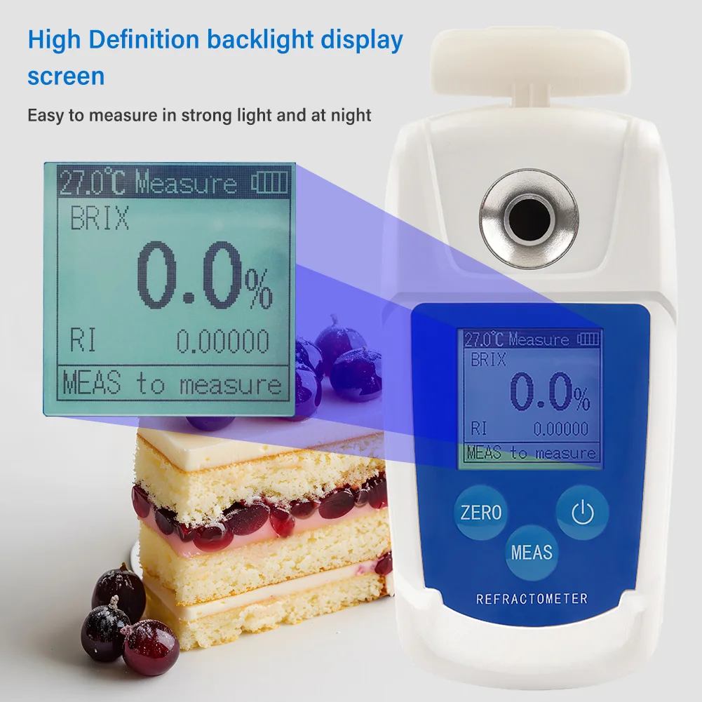 Yieryi Digital 0-55% Brix Refractometer Fruit Juice Beverage Sugar Content Meter Grape Juice Beverage Sugar Content Monitor Test