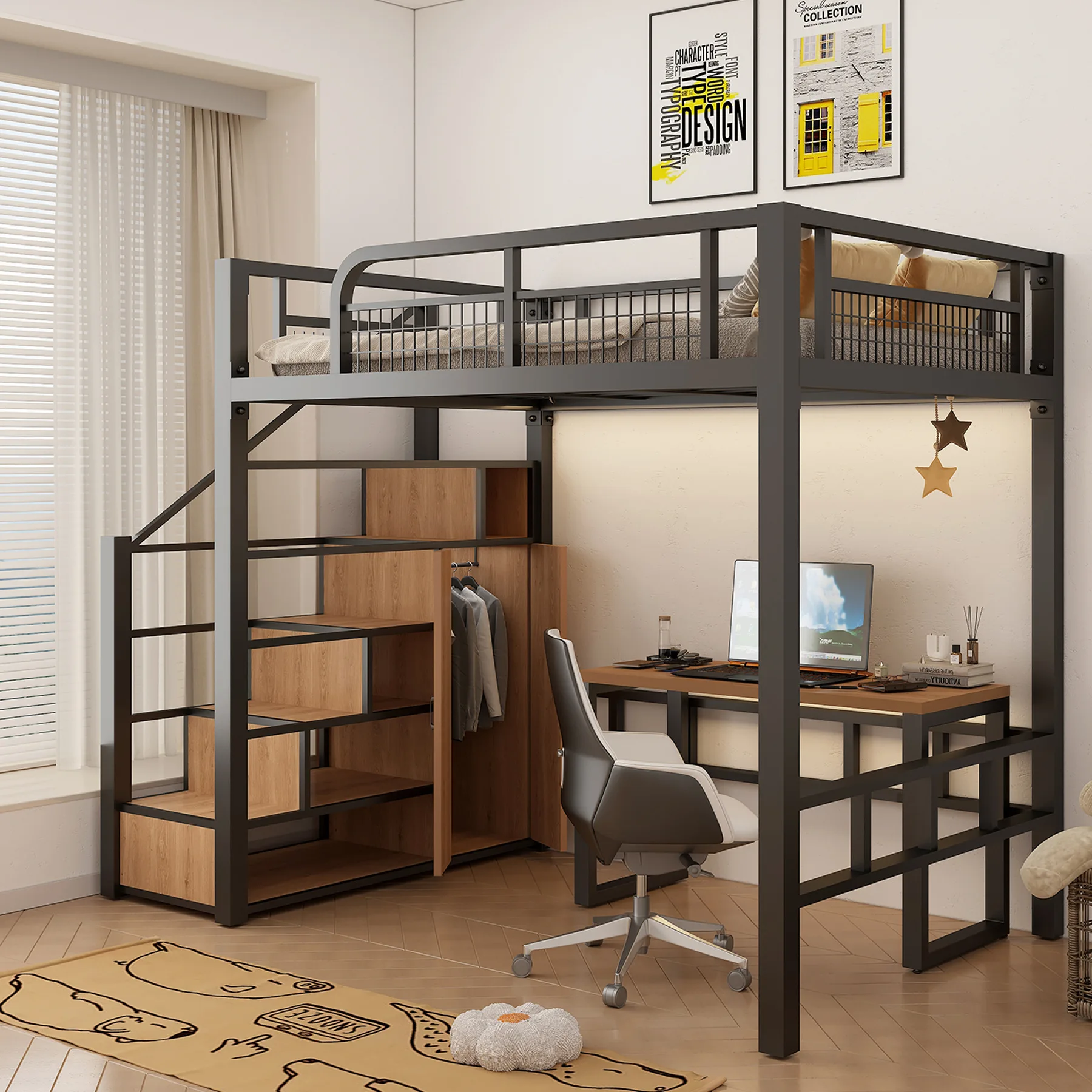 Upper Lower table Combined bed Household adult dormitory Apartment bed Duplex second floor bed Loft Small apartment