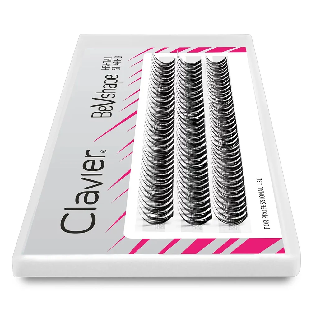 Clavier Natural Cluster Eyelash BeVshape Fishtail Shape B Curling Lash 10D Silk Soft Eyelashes Professional Makeup Tools