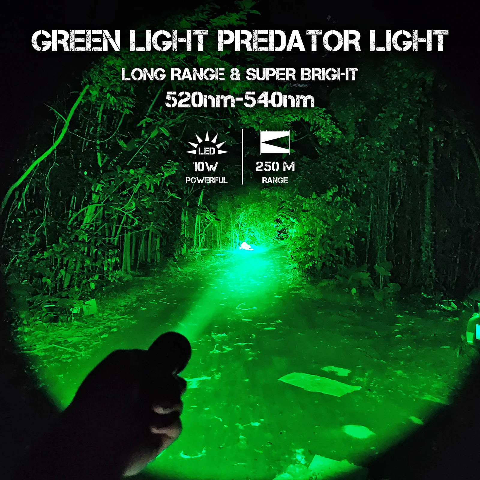 Lampe de poche de chasse verte UltraFire WF-509G 10 W 500 mètres longue portée torche LED tactique 18650 projecteur de vision nocturne rechargeable Fox Hog Predator Light