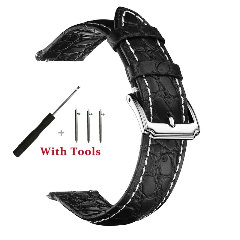 18mm 19mm 20mm 21mm 22mm cinturino per orologio in pelle di coccodrillo bifacciale di alta qualità fibbia ad ardiglione in metallo accessori per bracciale per orologio