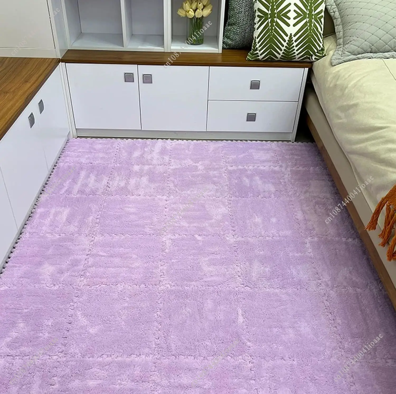 3/6/9/12Pcs Colorful Plush Mat 30x30x1CM Interlocking Foam Floor Tiles EVA Mat Bedside Area Mat for Closets Tatami Bay Windows