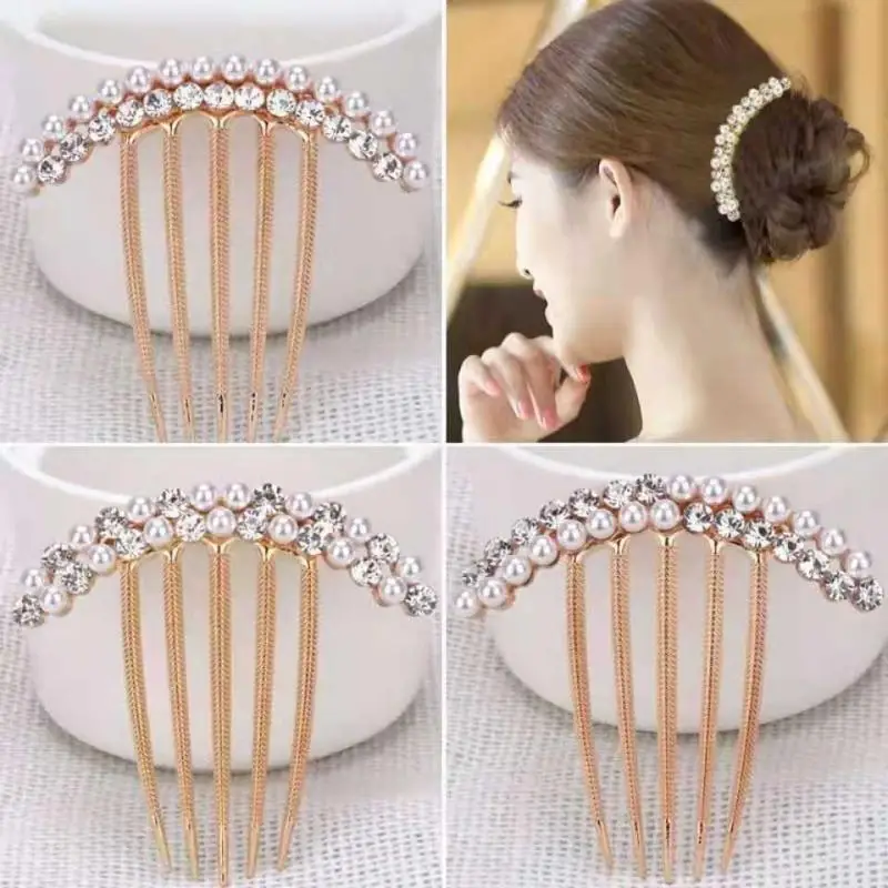 

Pearl Crystal Hair Comb Adult Medium Insert Comb Hairpin Female Korean Ball Hair Decoration Hairpin Insert Comb Hairpin