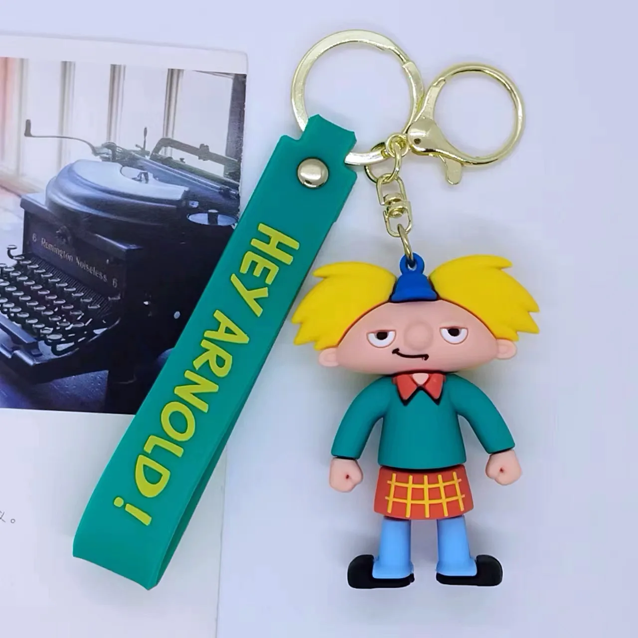 Cute Cartoon Action Figure Hey Arnold! Keychain Arnold Shortman Figurines Backpacck Car KeyRing Pendant Children Gift wholesale