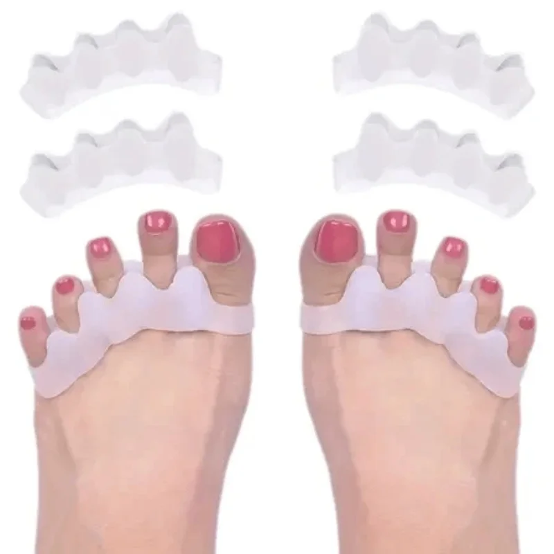 

2Pcs=1Pair Silicone Toe Separator 5 Hole Bunion Corrector Hammer Soft Gel Material Toe Separator Foot Care Tool
