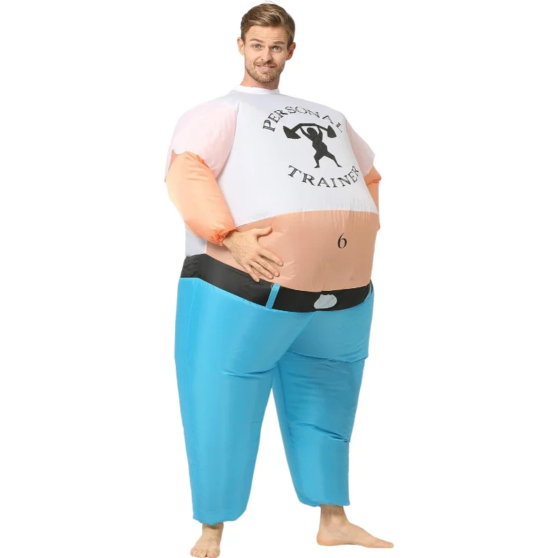 Adults Sumo Personal Trainer Popeye Cosplay Inflatable Costume Halloween Masquerade Carnival Cosplay Costume Props Blow Up Suit