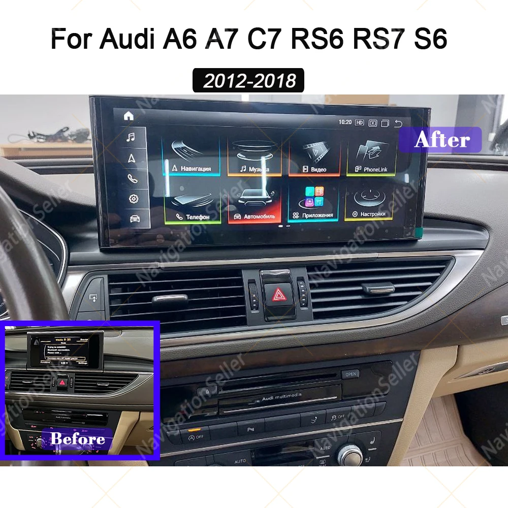 

Carplay Screen Autoradio For Audi A6 A7 C7 RS6 RS7 S6 RMC MMI 2012-2018 Android Multimedia Navigation Gps Android Auto Stereo BT
