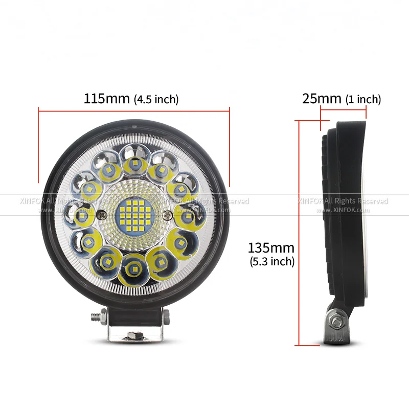 4.5inch 99W LED Work Bar Offroad 12V 24V Working Led Headlight Spotlight For Truck Car Tractor SUV ATV Barra LED Headlights