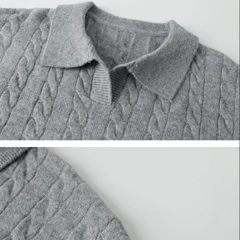 plus Size Men's M-XXXL Shawl Collar Sweater Vintage Chunky Cable Knit Henley Neck Pullover Loungewear Cardigan Style Top