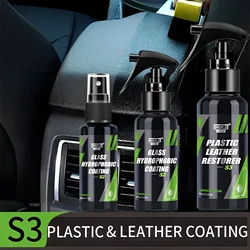 Car Plastic Restorer Polish Leather Cleaner Spray Back To Black Gloss Car Detailing Repair Coating Renovator Auto Car Accessorie