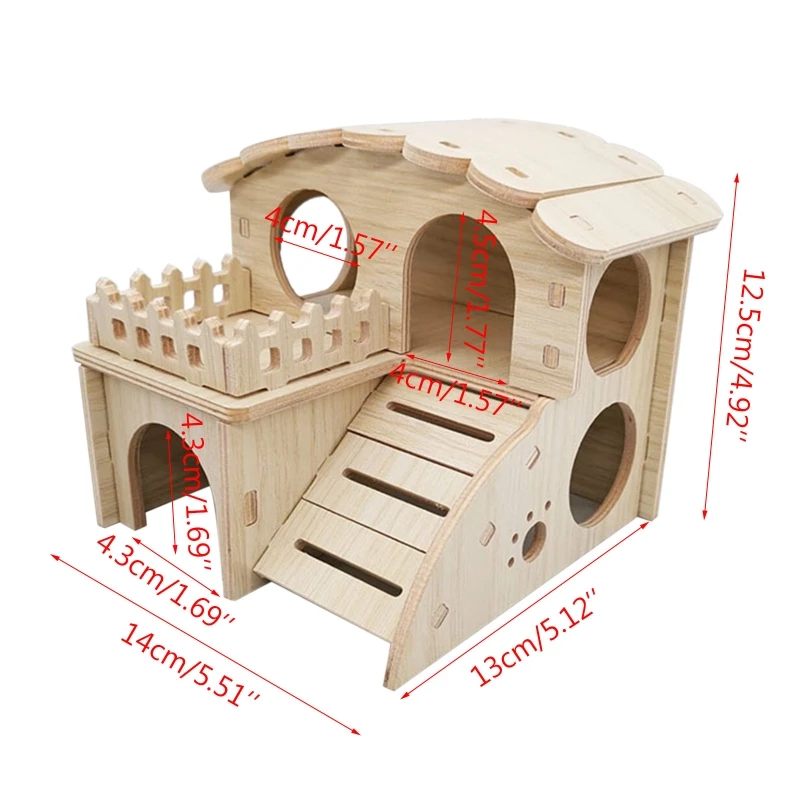 Hamster House Wood Hideout Toy Compound Villa Design with Exercise Bridge Platform Fun Living Hut Nest for Small DropShipping