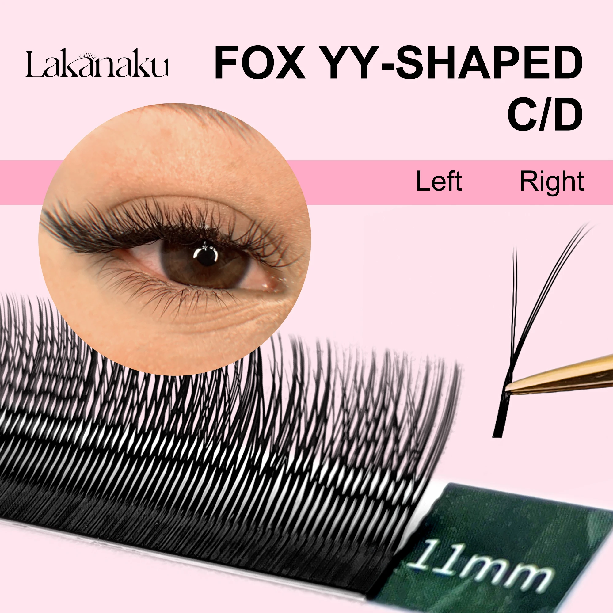 

LAKANAKU YY Shape Black Fox Eyes Eyelashes Premade Volume Fans Fox Eyes Eyelashes Faux Mink Eyelashes Brazilian Volume Natural