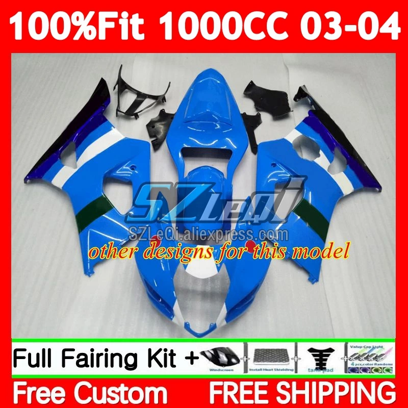 OEM Body For SUZUKI GSXR1000 K3 GSXR 1000 CC 80No.27 1000CC GSXR-1000 03 04 GSX R1000 2003 2004 Injection Blue white Fairings