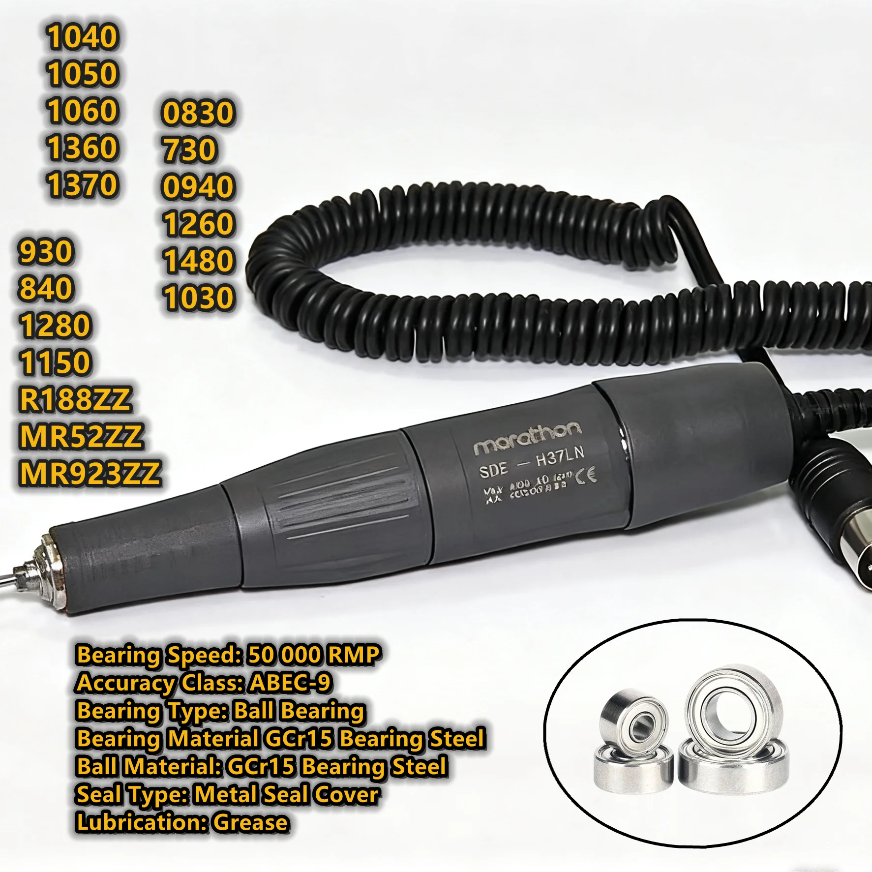 

Высокоскоростные подшипники для марафонских наконечников, дрель, наконечник, шарикоподшипник для ногтей 0830 0940 1260 1480 1030 1040 1050 1060