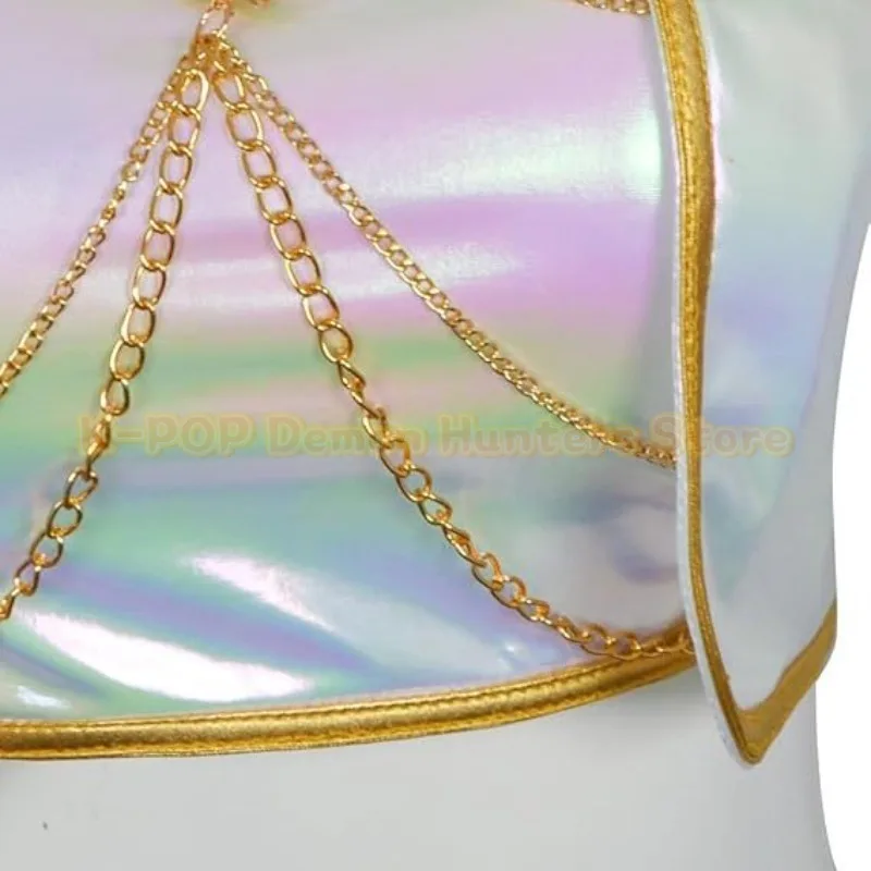 أطفال Kpop شيطان الصيادين زوي رومي ميرا تأثيري حلي الأبيض الذهبي موحدة شعر مستعار للأطفال الفتيات أداء مرحلة الهالوين #5