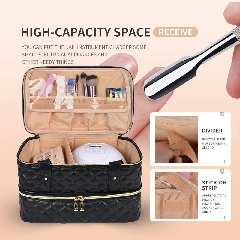 40Bottle Large Capacity Nail Polish Organizer Case Portable Travel Storage Removable Bags and Essential Nails Care Kit Care Tool