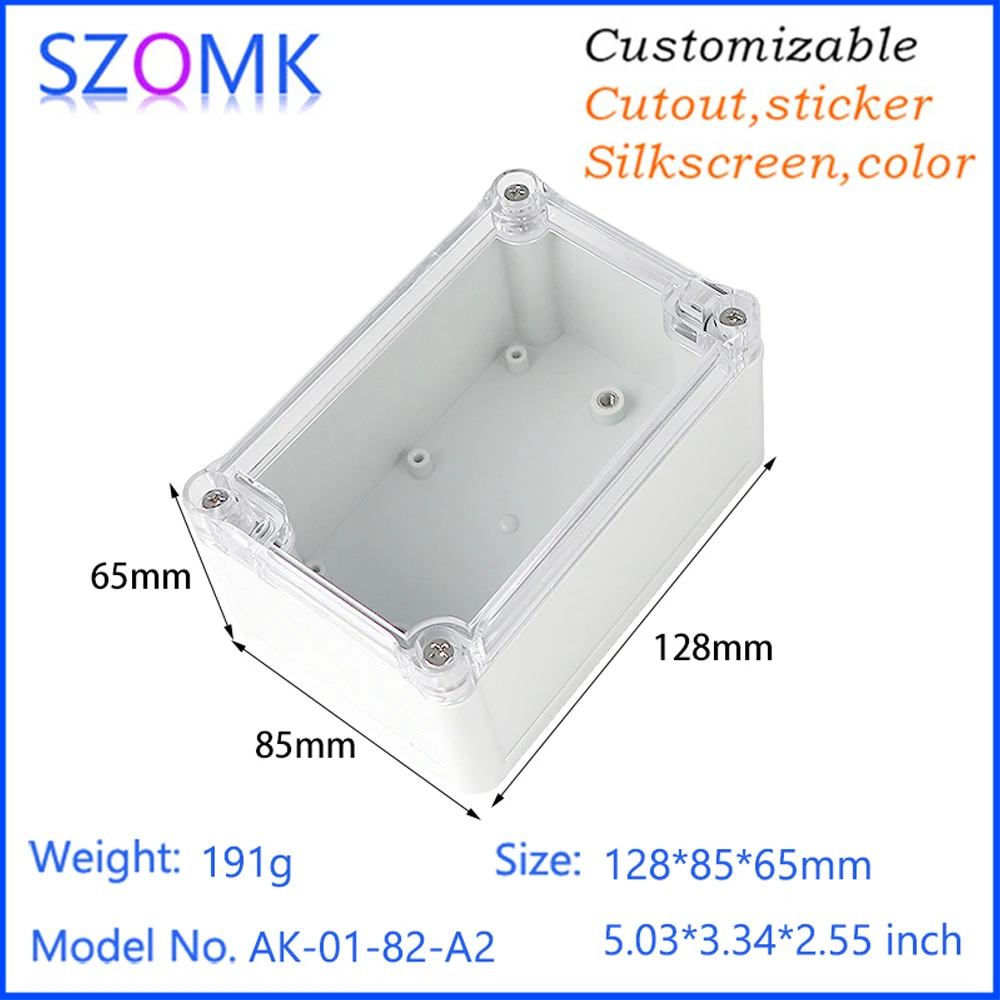 128*85*65mm Clear Lid Waterproof Adaptable Plastic Junction Box In Electrical Boxes & Enclosures