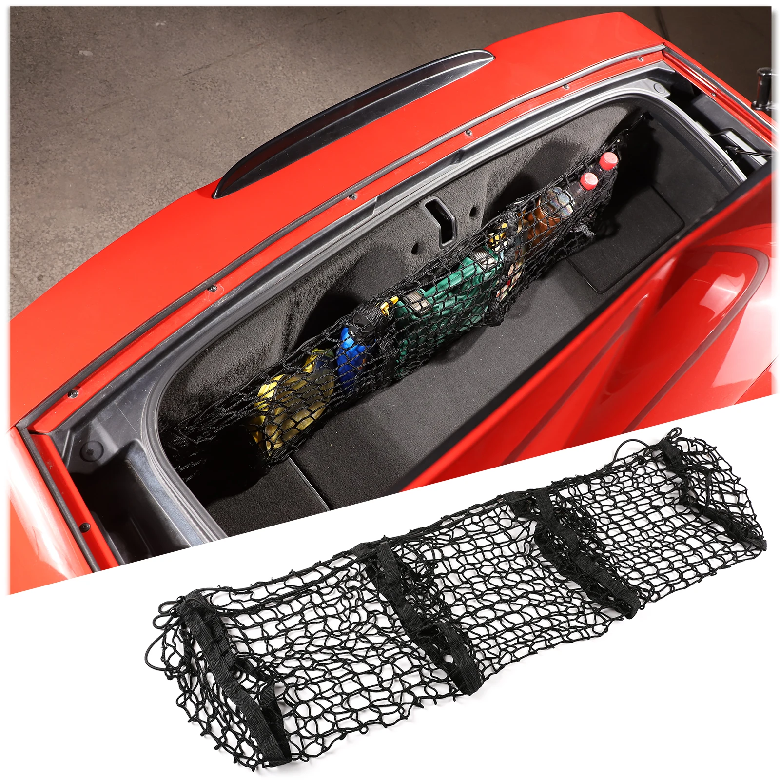 For Chevrolet Corvette C6 2005-2013 polyester Black Car Trunk Storage Net Cargo Organizer Car Accessories Interior