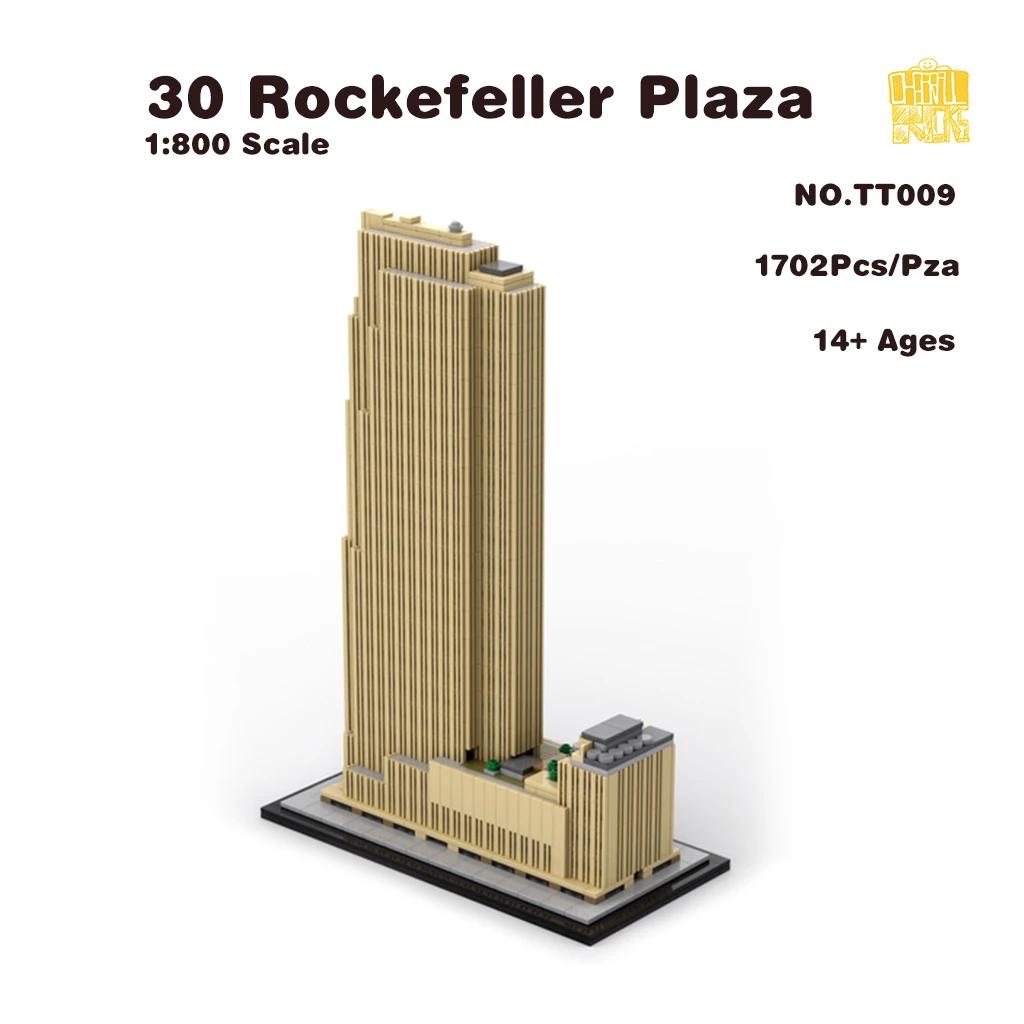 

MOC TT009 30 Rockefeller Plaza модель масштаба 1:800 с PDF-рисунком, строительные блоки, кирпичи, игрушки «сделай сам», подарки на день рождения и Рождество