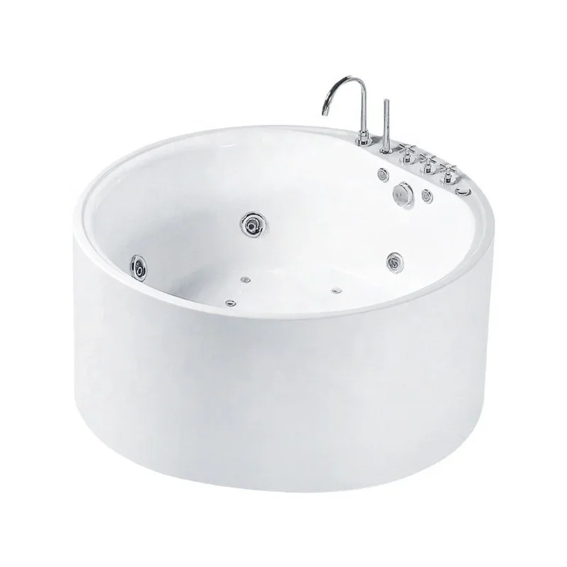 

Роскошная массажная ванна с пузырьками для ванной комнаты, акриловая отдельно стоящая ванна для двух взрослых с гидромассажем, круглая ванна для расслабления, гидромассажа