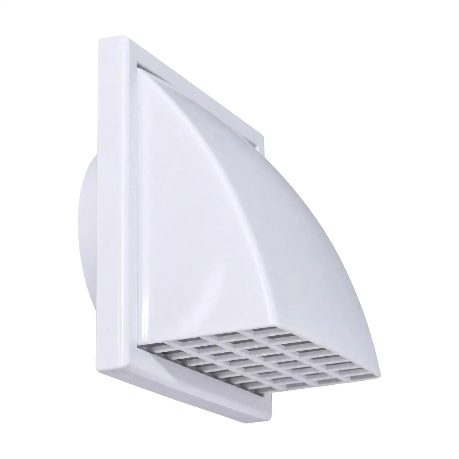 Wall Exhaust Ventilation Hood Rain Protection Backdraft Stopper Square Mount Plate Curved Shield Grille for Kitchen Airflow