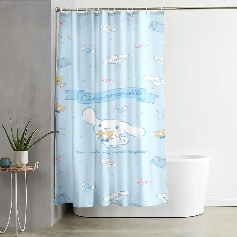 Sanrios Kuromi Mymelody Cinnamoroll Cartoon Shower Curtains kawaii Anime Waterproof Mold-Proof Bath Curtain Bathtub Decor Cloth