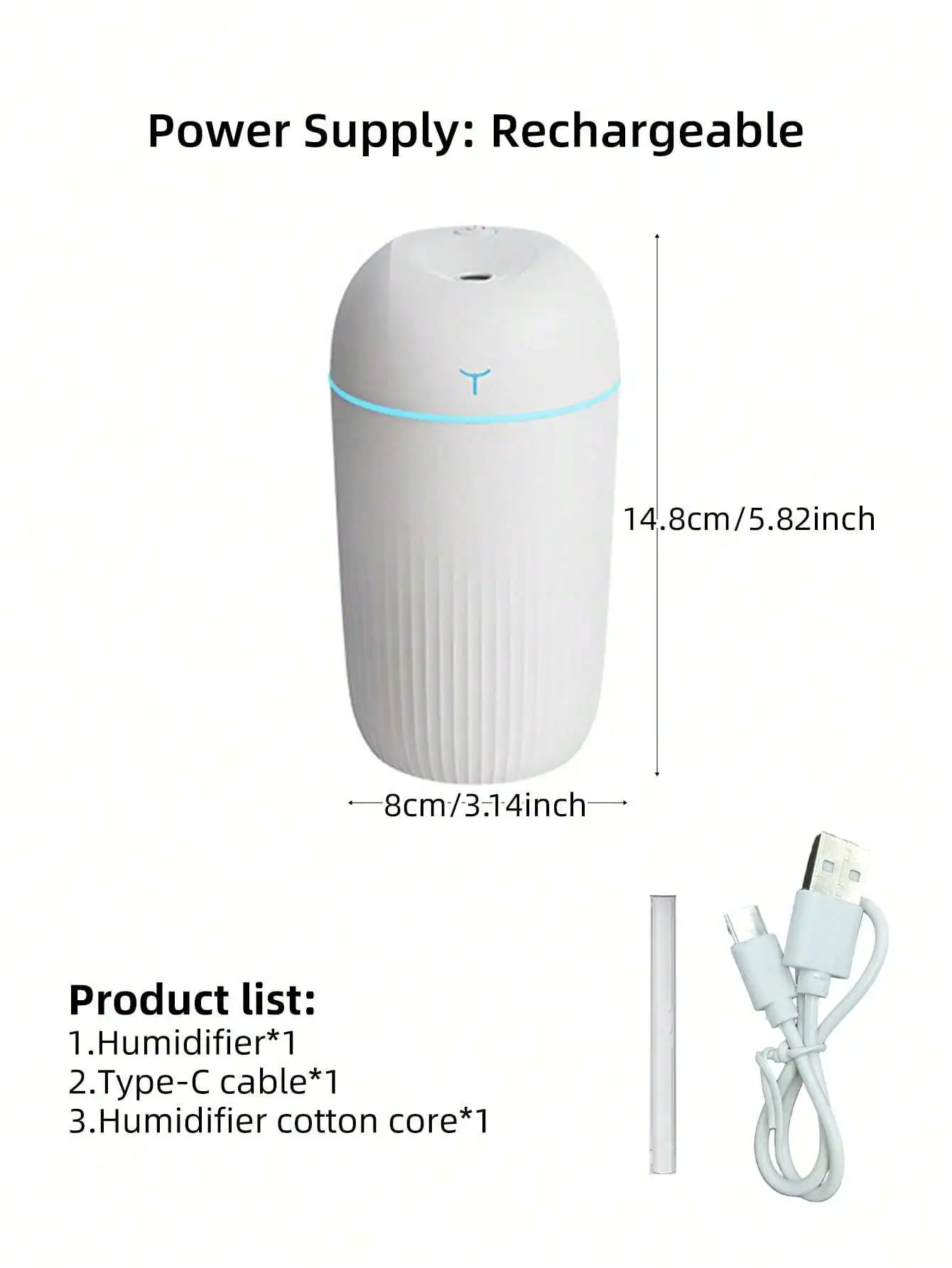 차량용 휴대용 컵 스프레이 가습기, 흰색, 단일 스프레이 아로마 에센셜 오일 디퓨저, 420ml USB 공기 가습기.