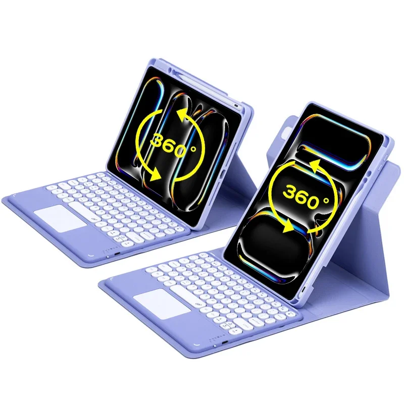 

Чехол для клавиатуры с вращением на 360 градусов и держателем для карандашей для iPad Pro 11 2024, чехол с вертикальной подставкой и сенсорной панелью для iPad Pro 11 M4 2024