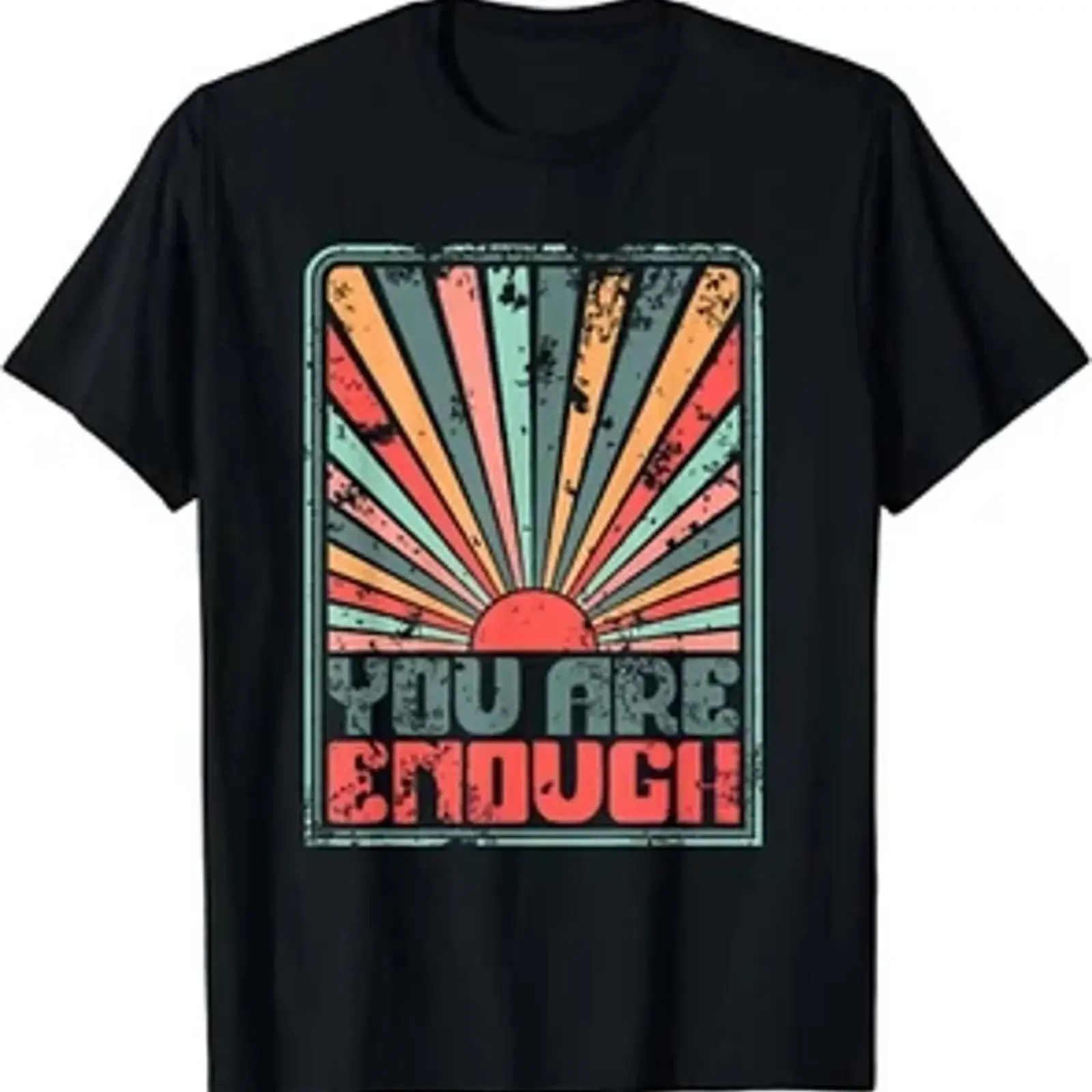 sunkissed you are enough positivity women men T Shirt vintage Washed homme Stylish Unisex streetwear Breathable