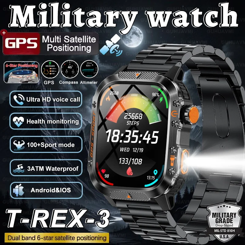 

НОВЫЕ военные классные встроенные GPS спортивные умные часы, компас, высотомер, пульс, аккумулятор 540 мАч, 5 АТМ, водонепроницаемые умные часы с HD-вызовом