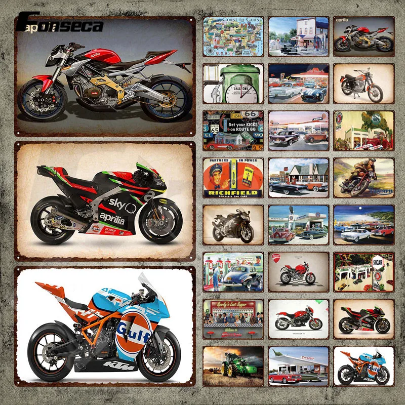 

Motorcycle Metal Sign Vintage Tin Sign Plate Shabby Metal Poster Tin Plate Retro Iron Painting Wall Stickers for Garage Decor