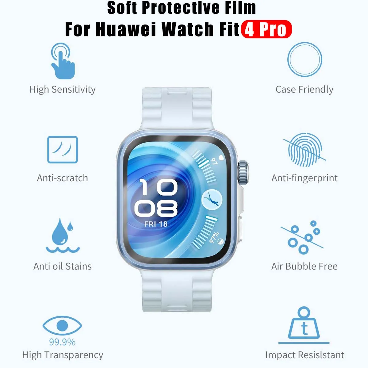 Мягкая защитная пленка для экрана Huawei Watch Fit 4, гидрогелевая защита от царапин, мягкая защитная пленка с полным покрытием для Huawei Fit 4 Pro