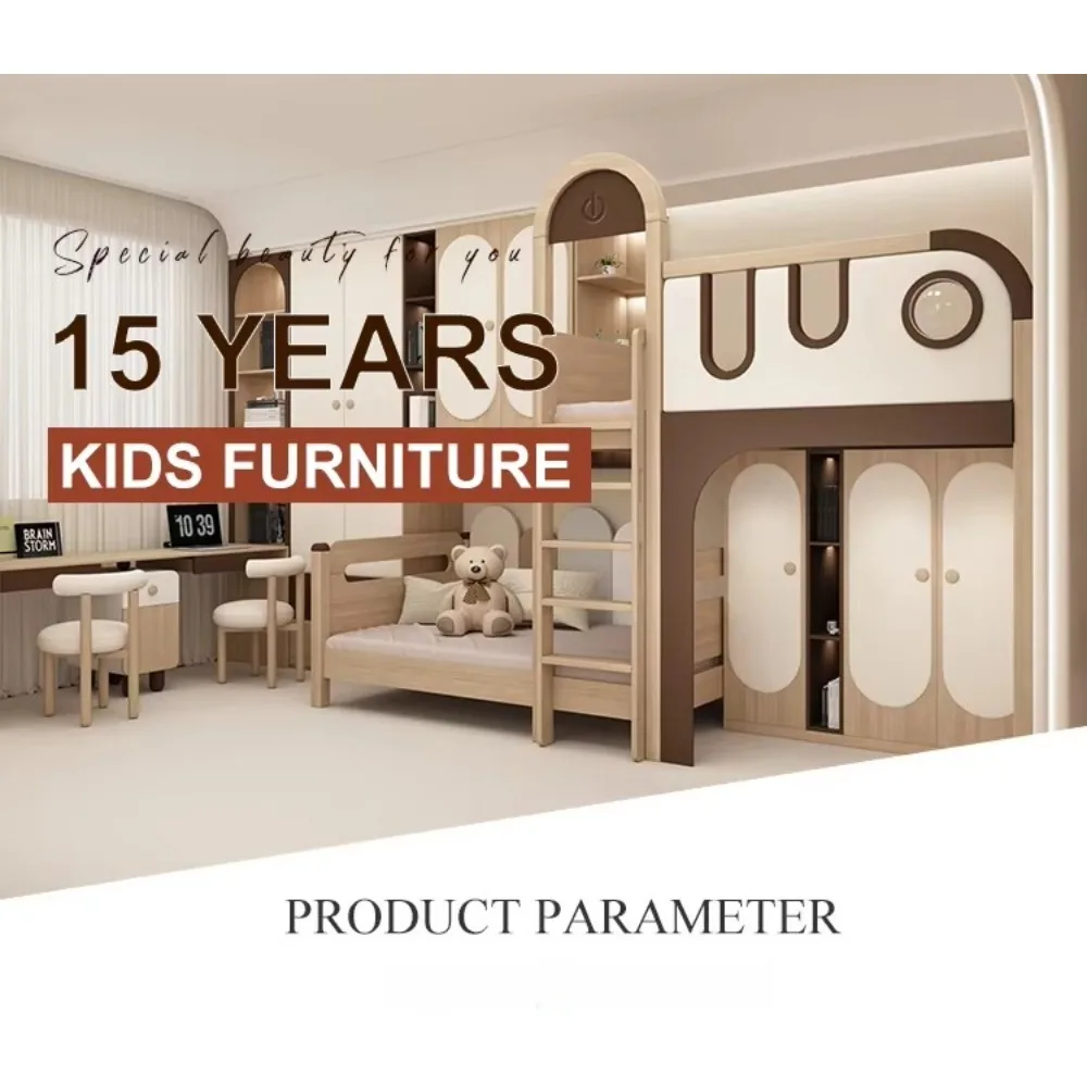 خزانة خشبية حديثة مع أدراج وخزانة بجانب السرير للأولاد والبنات وغرفة نوم المنزل أو مجموعة أثاث الفندق للاستخدام