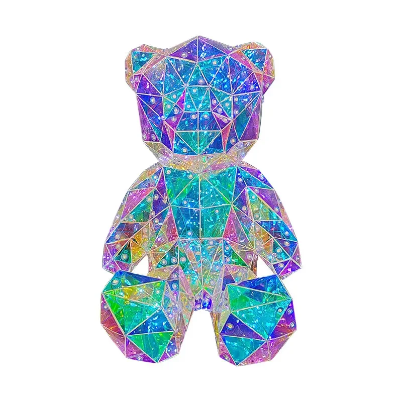 Factory Wholesale 2024 Easter decorated Bear Baby with Led Light holographic pet lighting toy gift