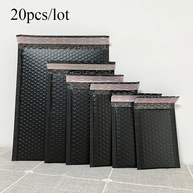 20Pcs Black Poly Bubble Mailers Padded Envelopes Bulk Bubble Lined Wrap Polymailer Bags for Shipping Packaging Maile Self Seal