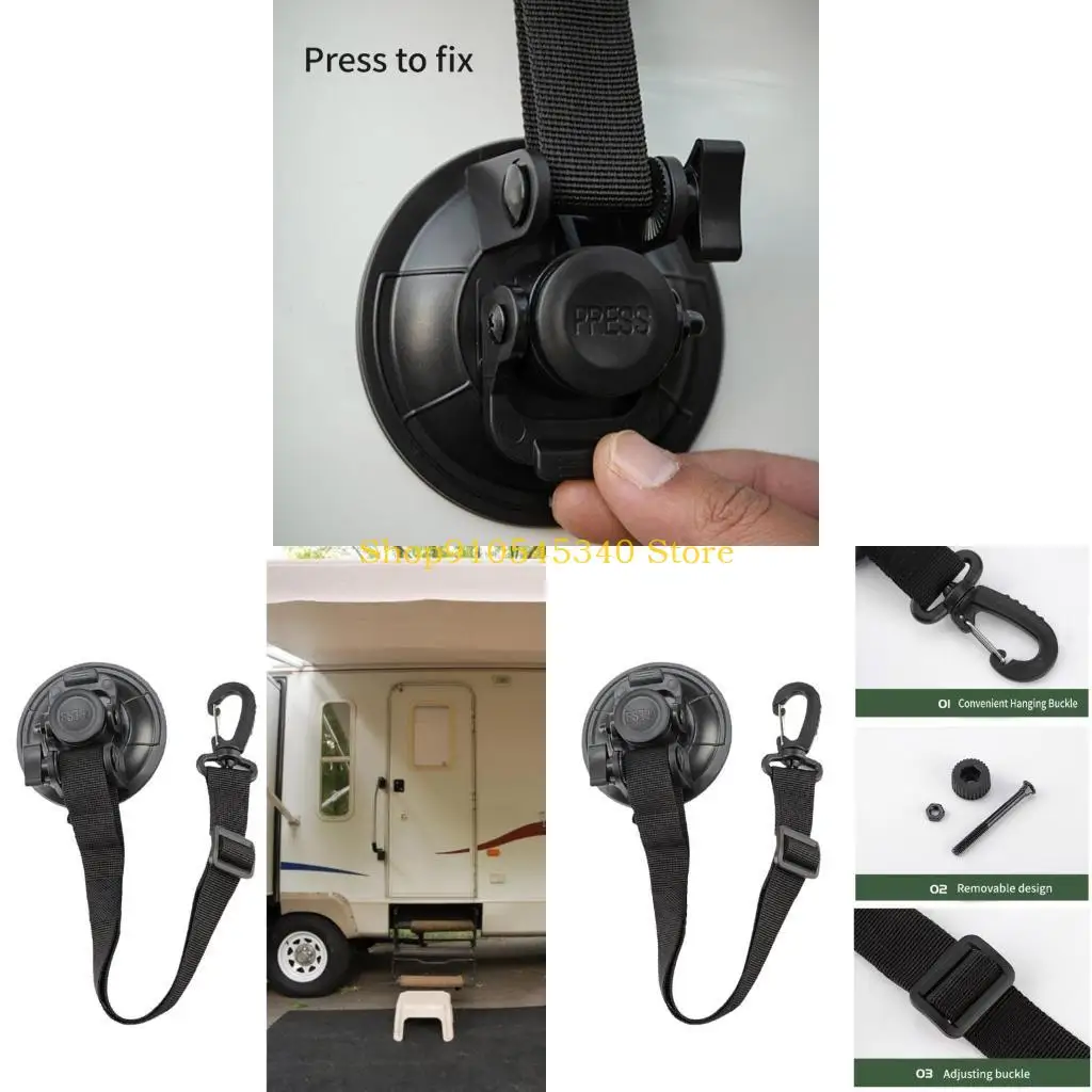 

U2JA Door Retainer Strap Holder Door Suction Cup Strap Adjustable Fastener Portable