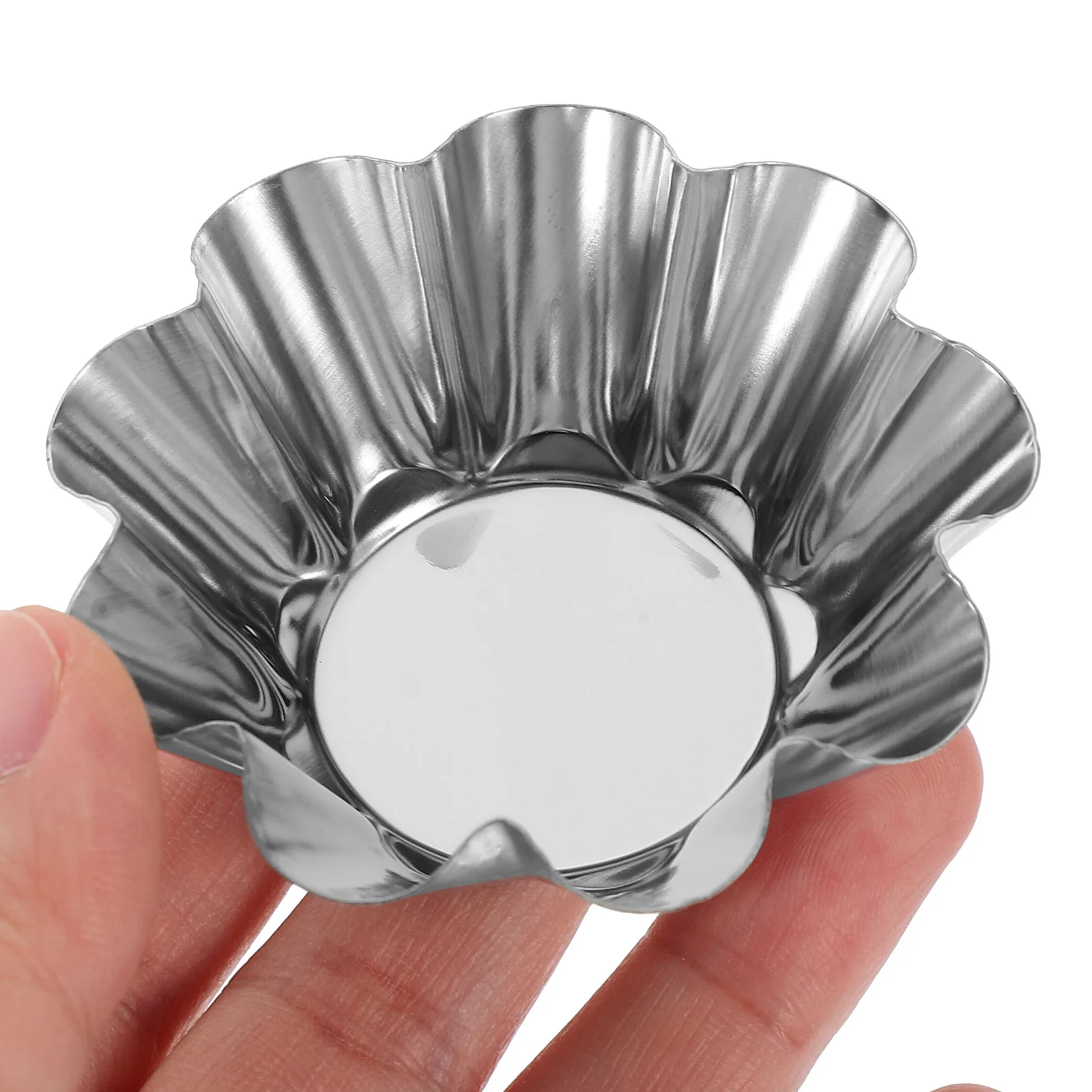 

12Pcs Non-Stick Flower Tart Pans Stainless Steel Egg Tart Muffin Baking Cups Kitchen Silver Tartlet Pans