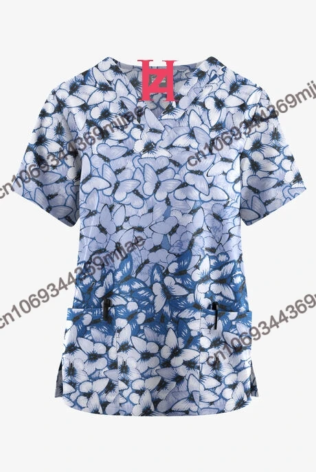 Nurse T-shirt V-neck Pocket T-shirts 2023 Women Clothing Large Size Blouses and Shirts Women\'s Fashion T-shirt Wholesale Items