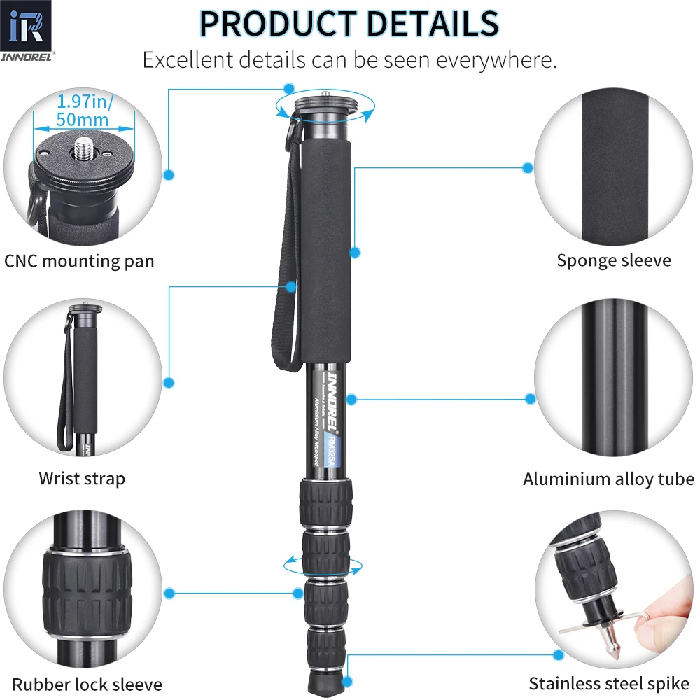 INNOREL RM285A/RM325A Professionelle Aluminium Legierung Kamera Einbeinstativ für Canon Nikon Sony DSLR Camcorder Video Stehen 5-Abschnitt