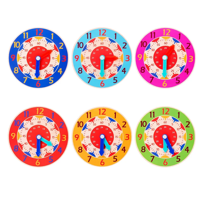 Children Montessori Clock Educational Toys Hour Minute Second Cognition Colorful Clocks Jigsaw Toy Kids Early Preschool Teaching