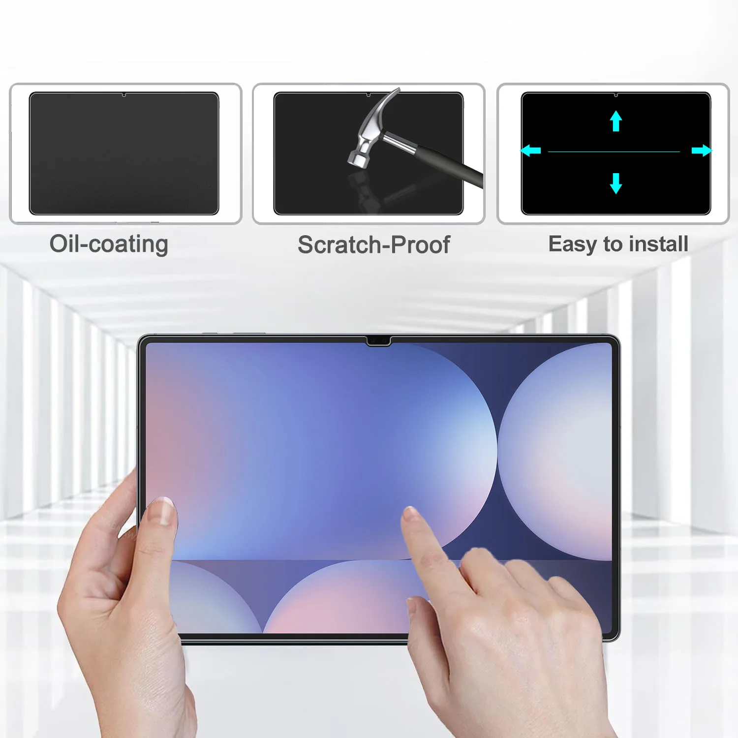 2 Pieces Oil-coating Clear Tempered Glass HD Hard Film Scratch Proof Screen Protector For Samsung Galaxy Tab S10 Ultra 14.6