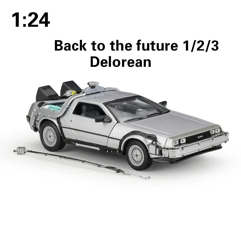 WELLY 1:24 Alloy Classic Diecast Car delorean Back to The Future part 1/2/3 DMC-12 Metal Model Toy Car For Kids Gifts Collection